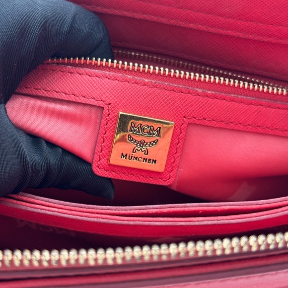 MCM Pink Leather Satchel Bag with Gold Hardware - Picture 10 of 15